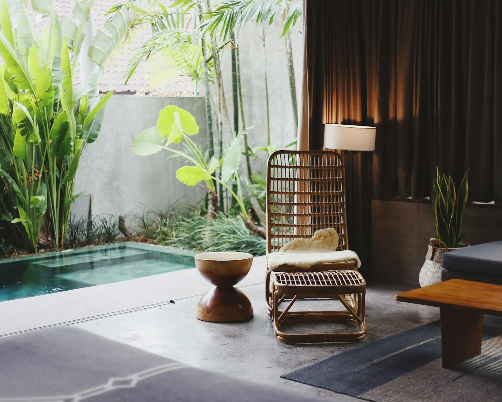 Sala de espera com plantas e luz natural